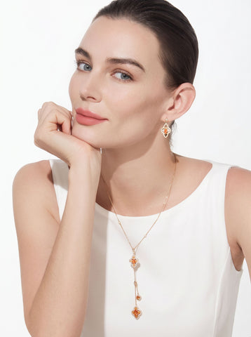Elegant Floral Gemstone Dangle Earrings