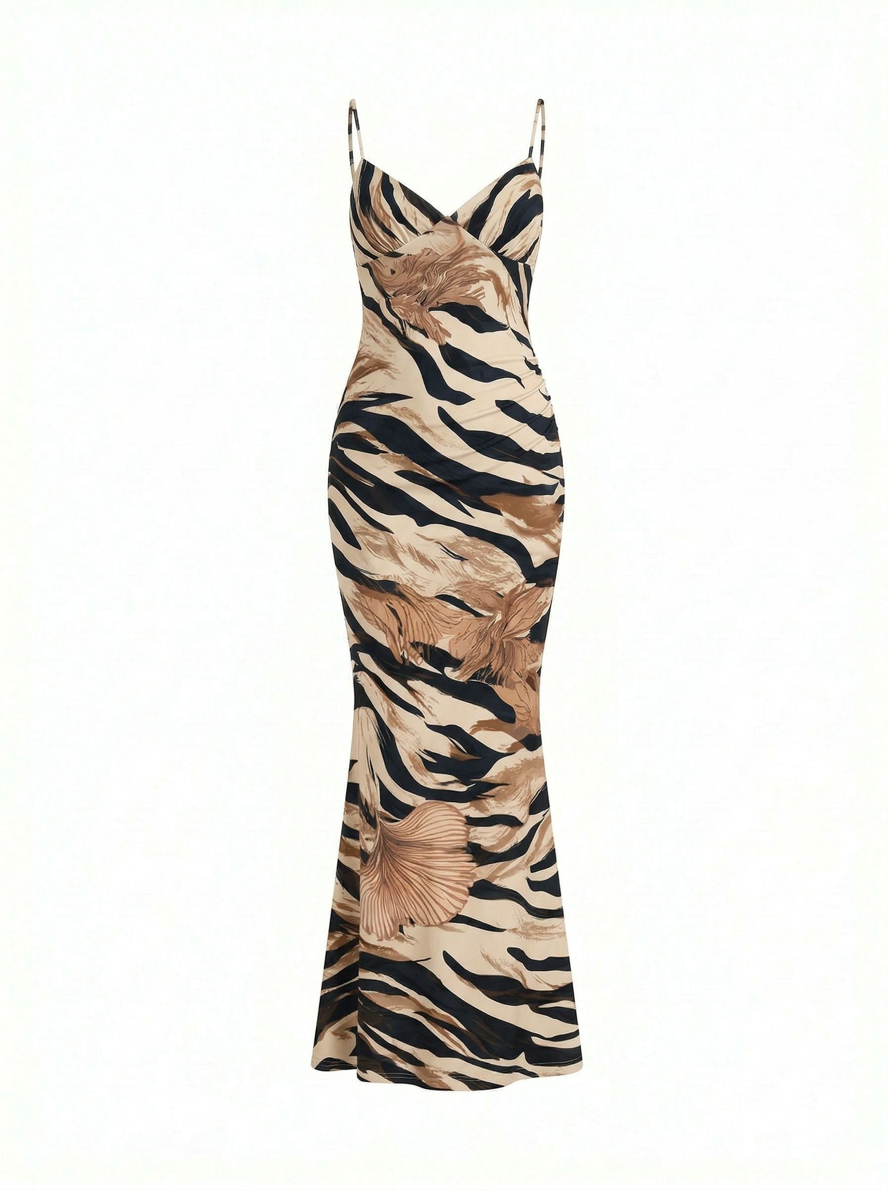 Floral Print Spaghetti Strap Bodycon Maxi Dress