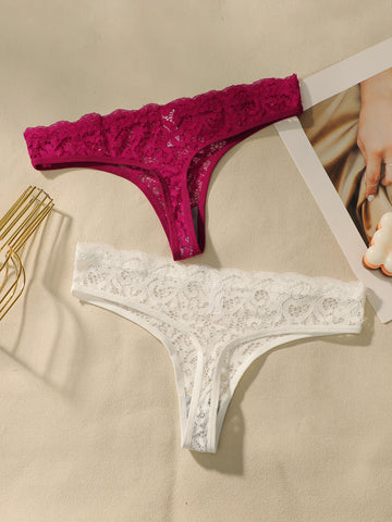 Seamless Floral Lace Thong Panties