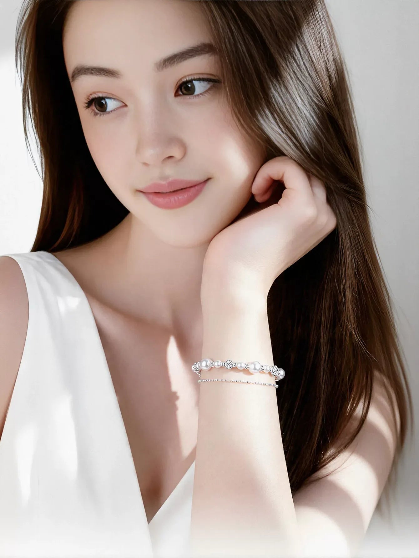 Elegant Layered Pearl Charm Bracelet