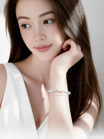 Elegant Layered Pearl Charm Bracelet