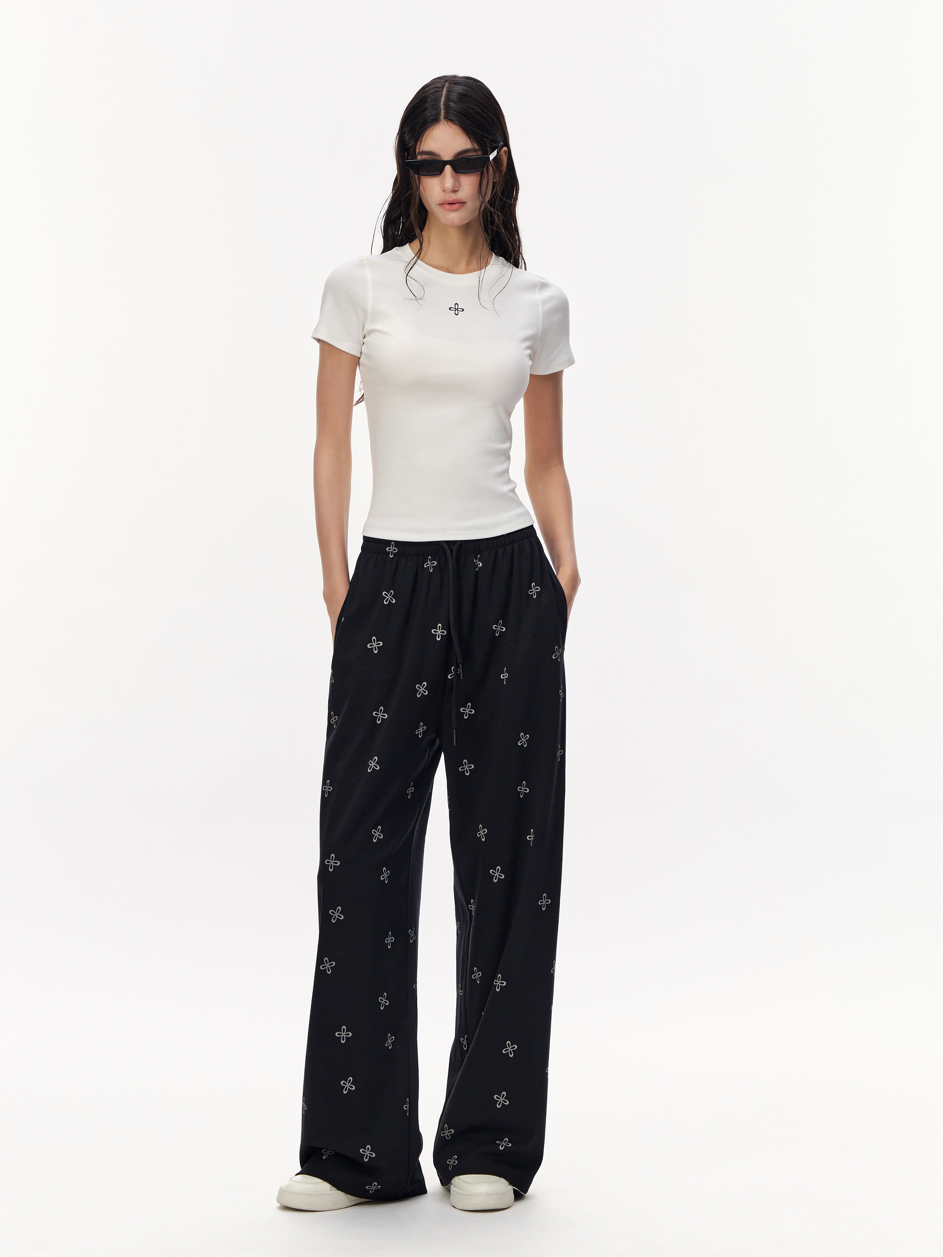 High Waisted Printed Wide Leg Pants