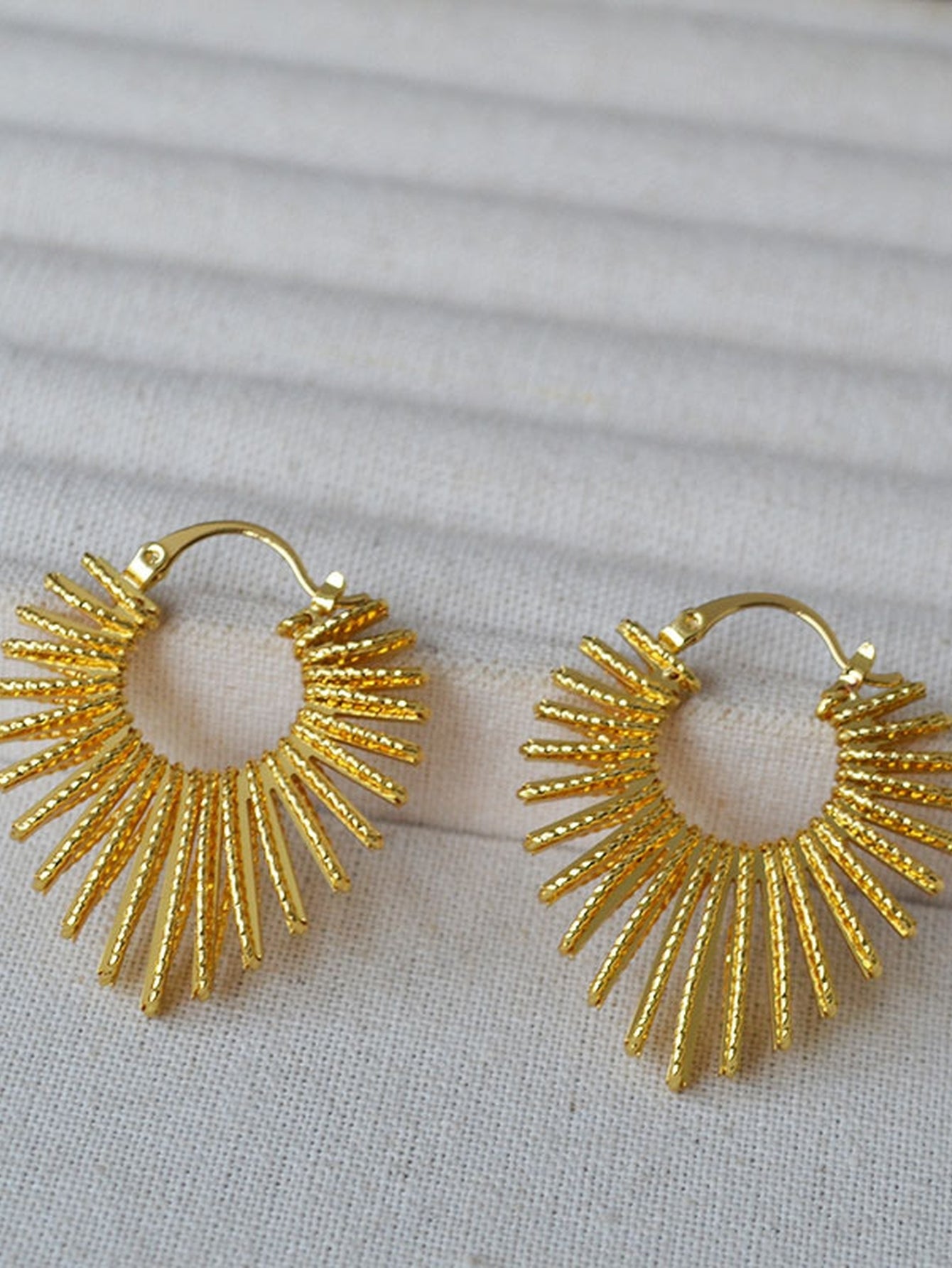 Radiant Textured Gold Hoop Earrings