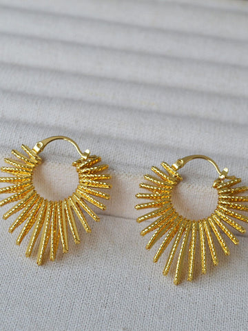 Radiant Textured Gold Hoop Earrings
