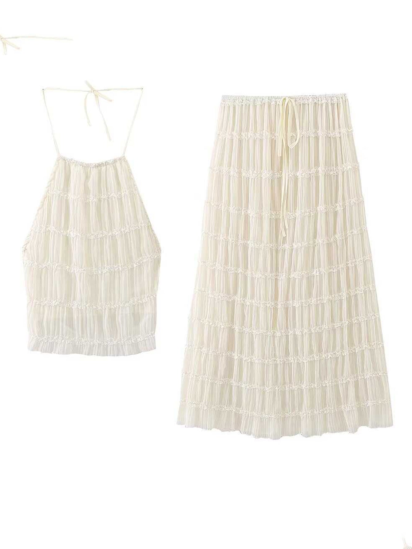Halter Neck Ruffled Skirt Set