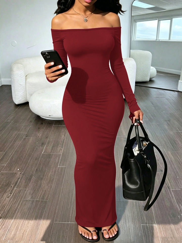 Off Shoulder Bodycon Maxi Dress