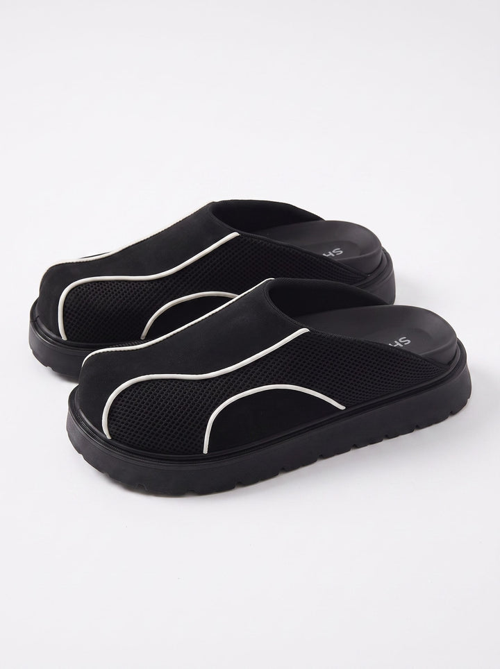 Comfy Platform Mesh Slip On Mules