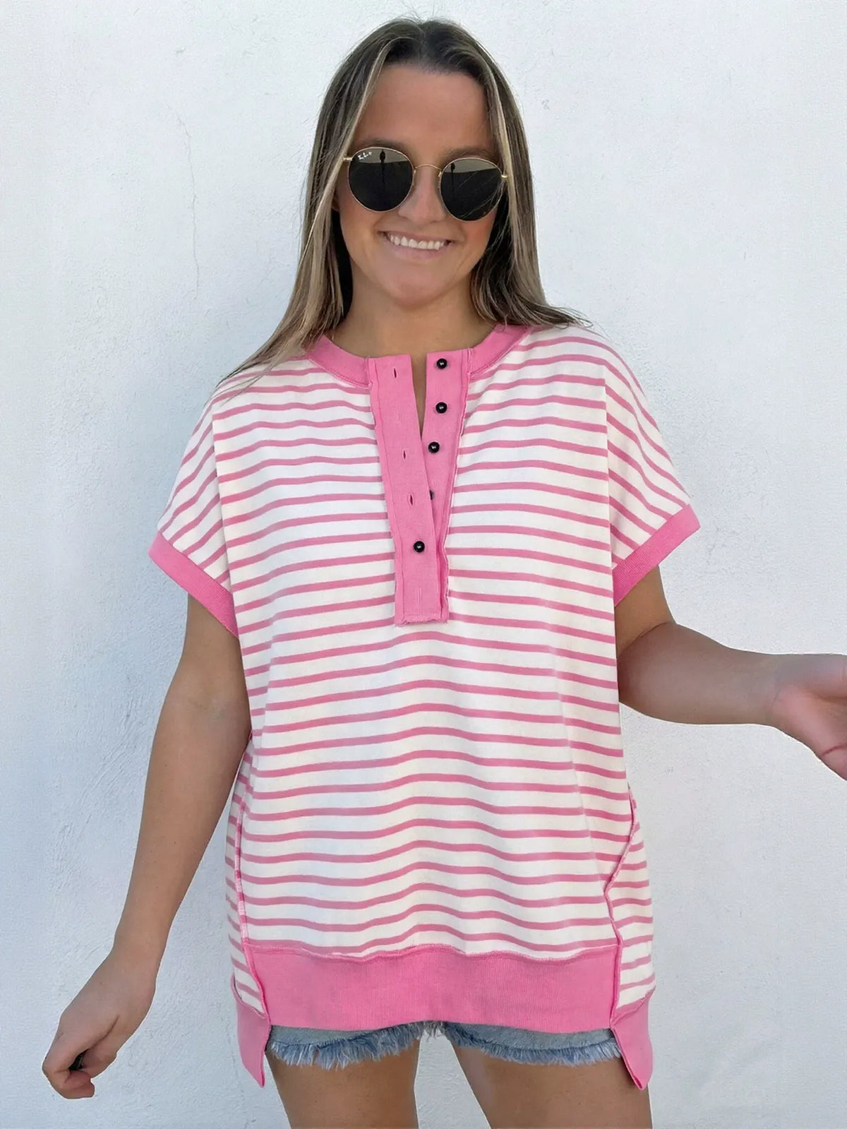 Casual Striped Henley Summer T-Shirt