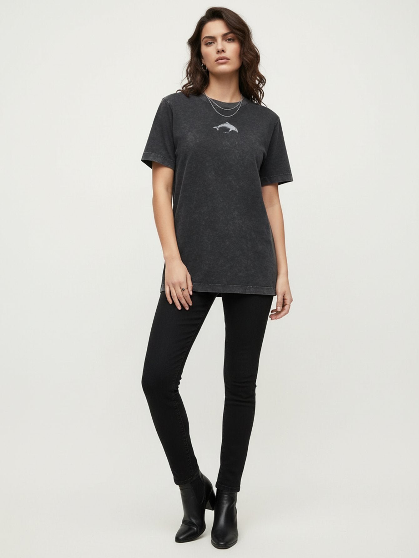 Dolphin Print Crewneck T-Shirt
