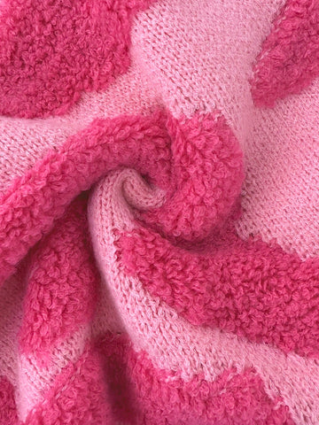 Cozy Pink Patterned Cropped Cardigan