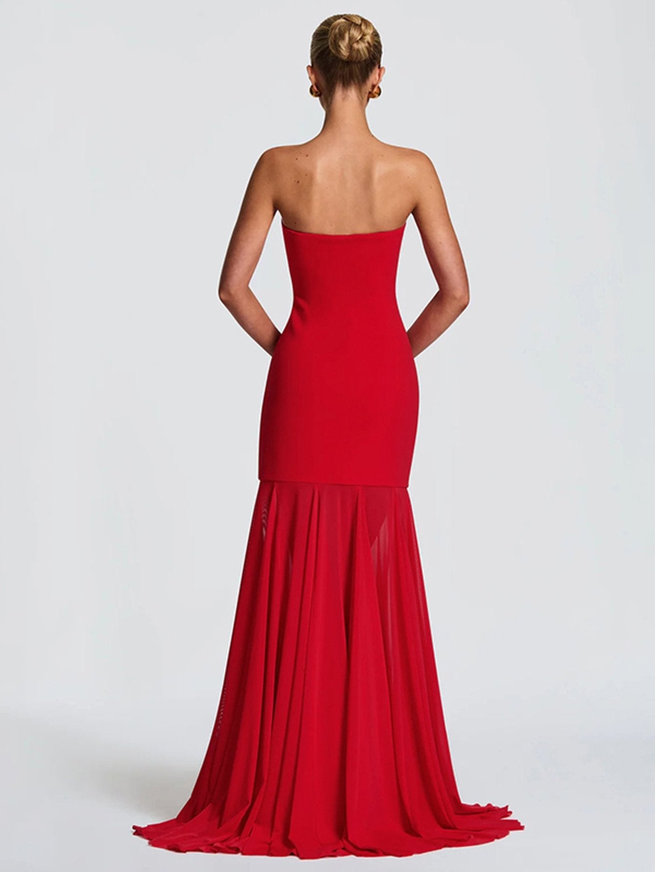 Halter Neck Sheer Panel Elegant Maxi Dress