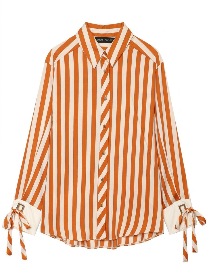 Striped Tie Cuff Button Down Shirt