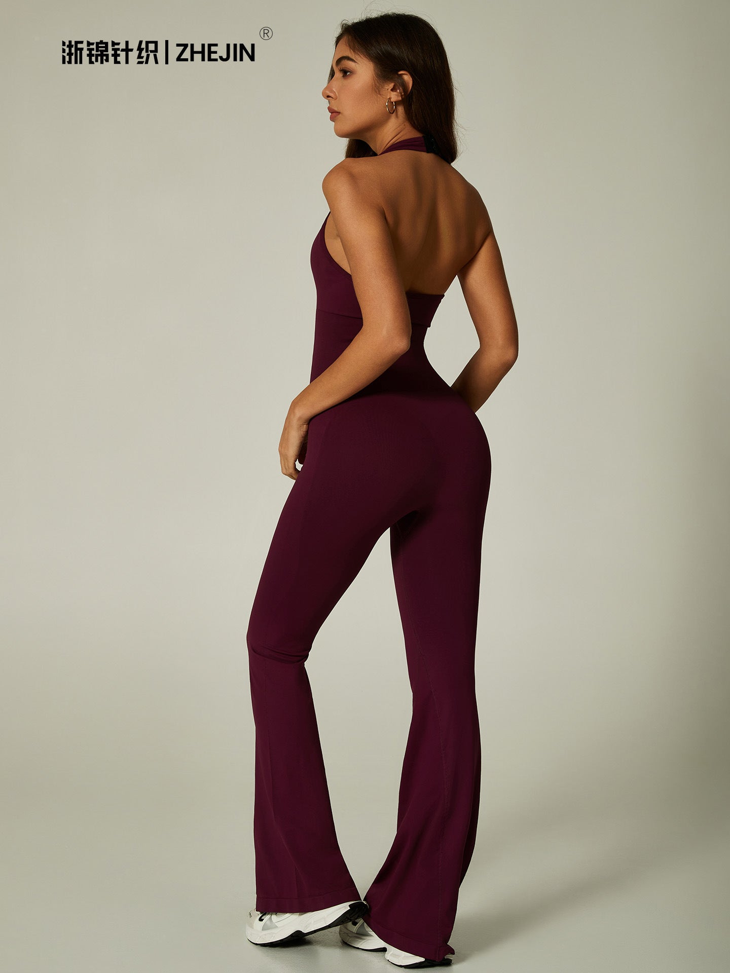 Sculpting Halter Flare Leg Jumpsuit