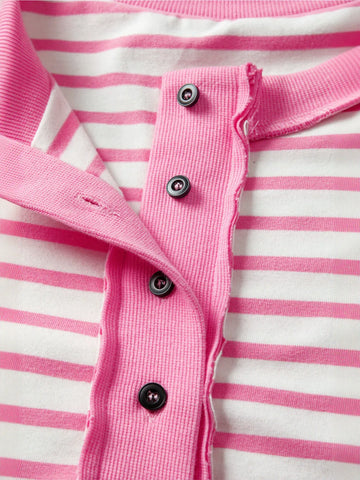 Casual Striped Henley Summer T-Shirt