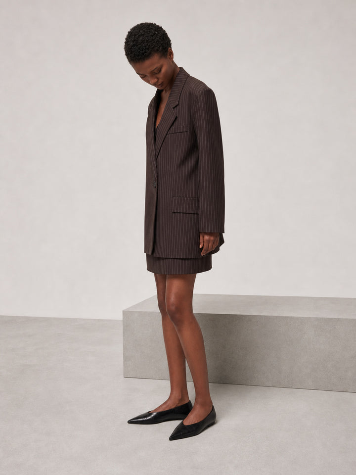 Oversized Pinstripe Double Breasted Blazer Jacket