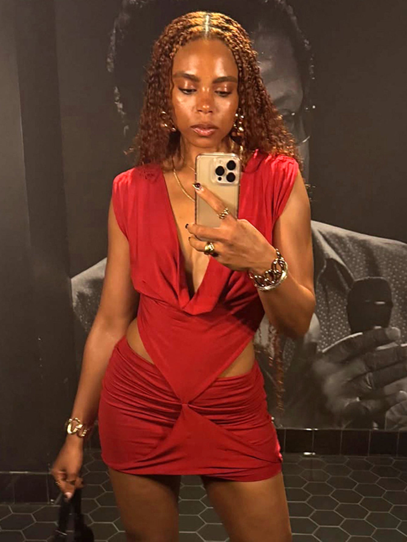 Cowl Neck Ruffles Party Mini Dress