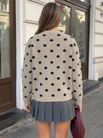 Cozy Polka Dot Knit Sweater