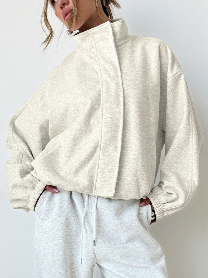 Oversized Mock Neck Fleece Jacket