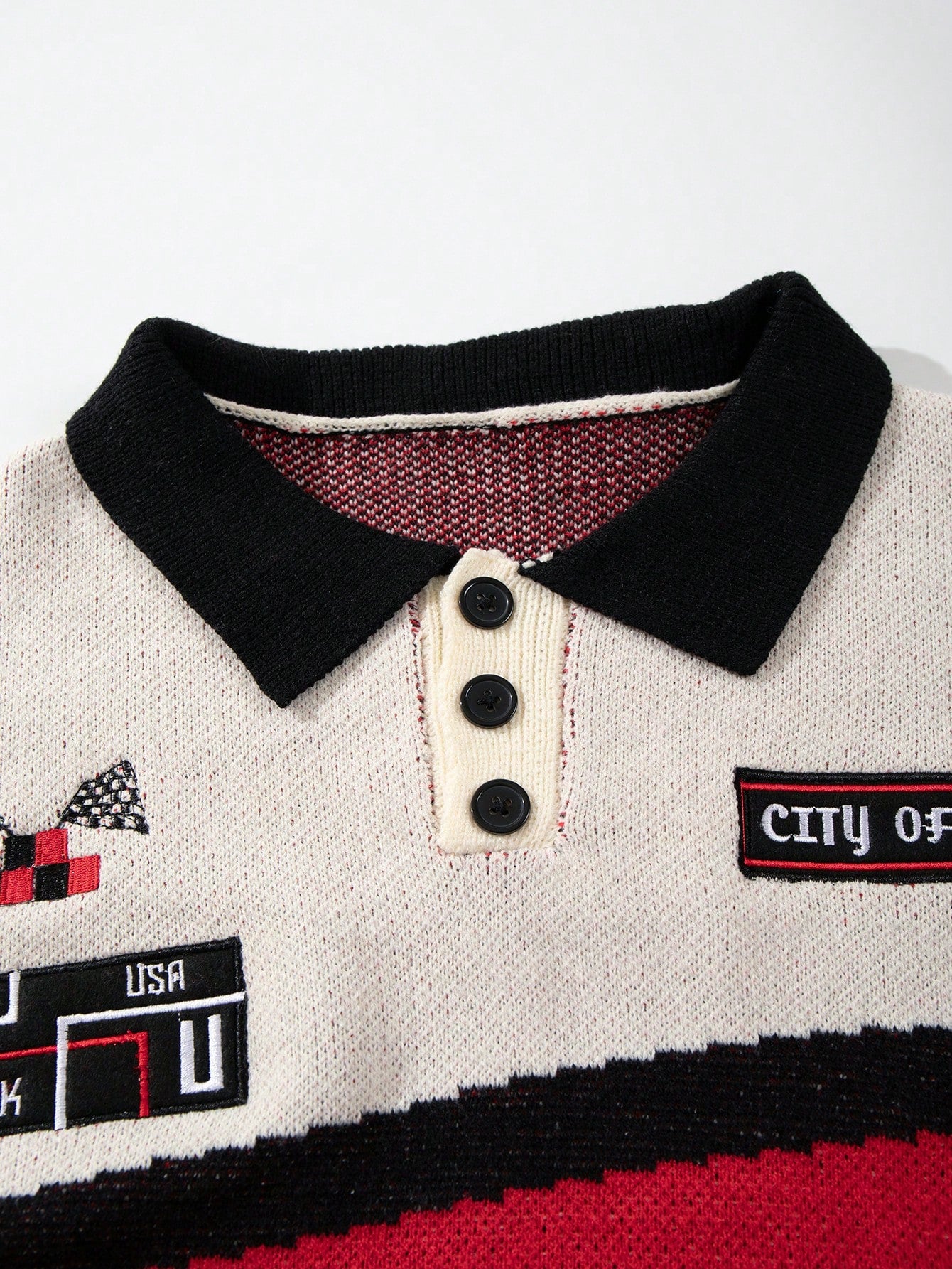 Oversized Graphic Polo Knit Sweater