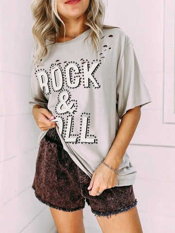 Distressed Detail Graphic Print T-Shirt