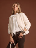 Cozy Textured Lace Trim Fleece Jacket