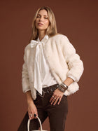 Cozy Textured Lace Trim Fleece Jacket