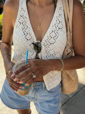 Crochet Tie Front Knit Cardigan