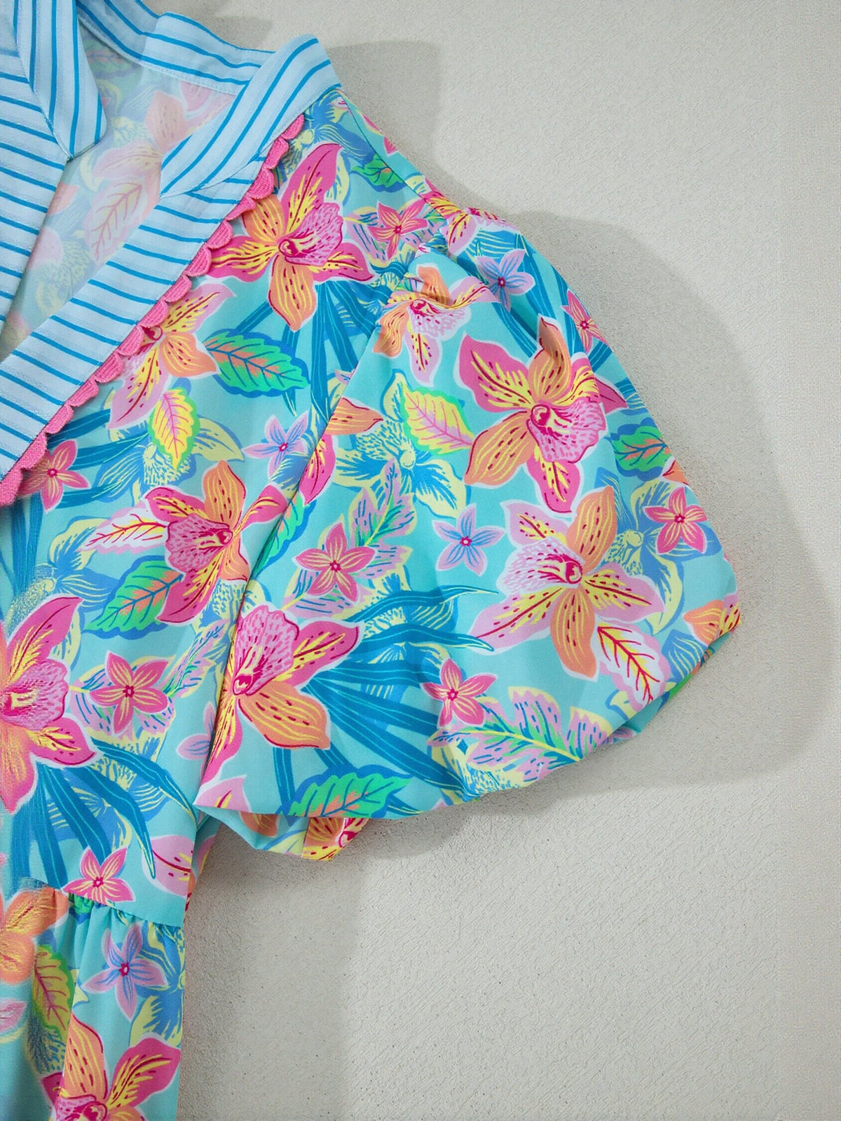 Vibrant Floral Puff Sleeve Mini Dress
