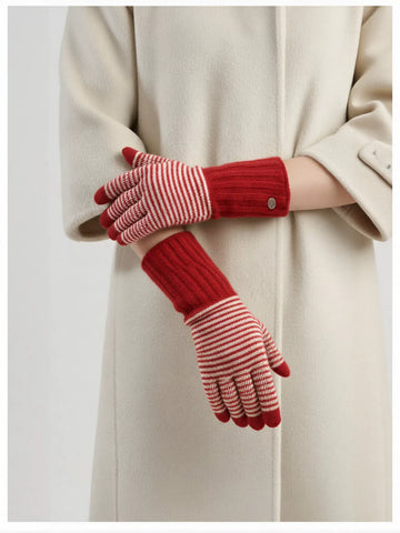 Cozy Striped Soft Knit Gloves