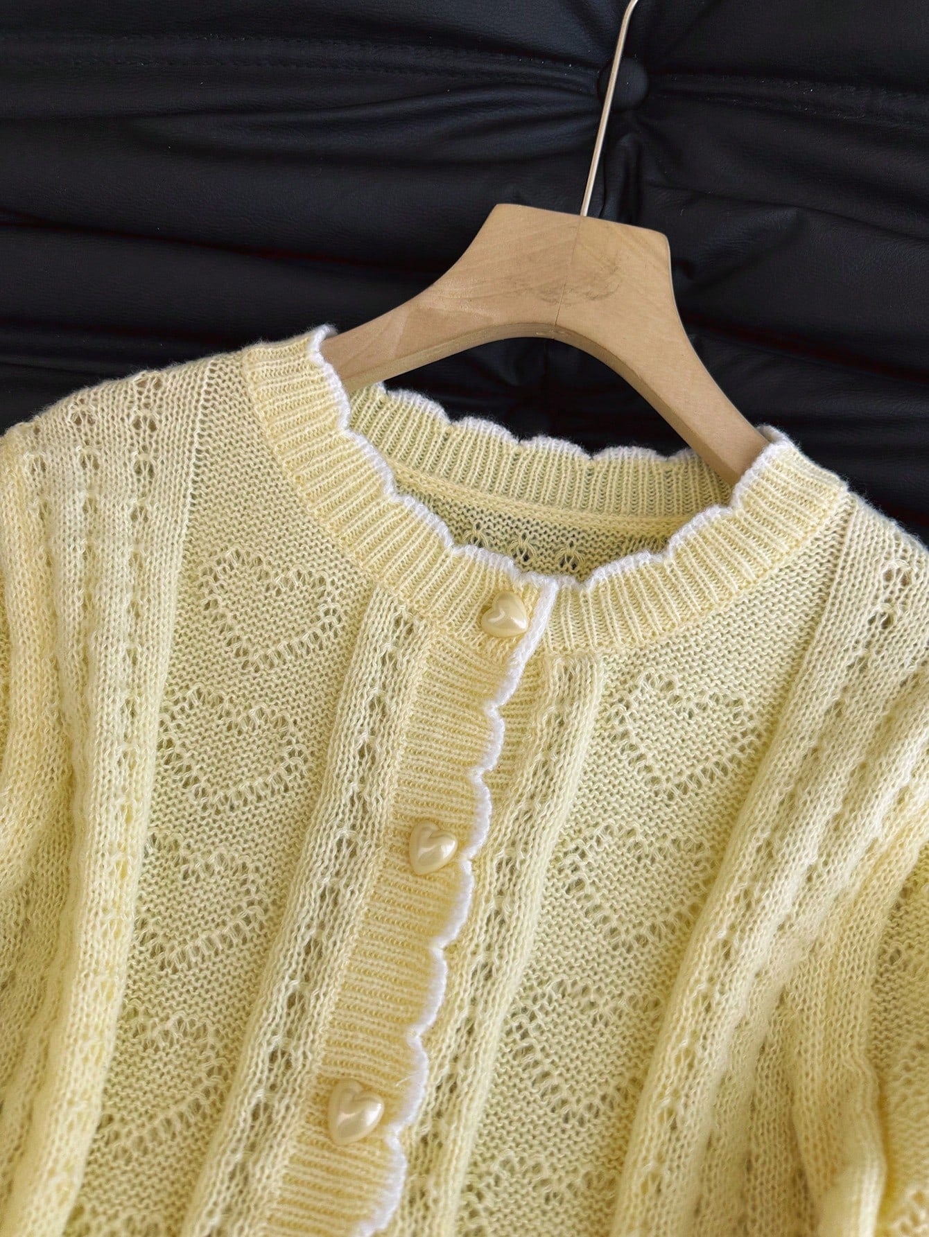 Cozy Cropped Heart Knit Cardigan
