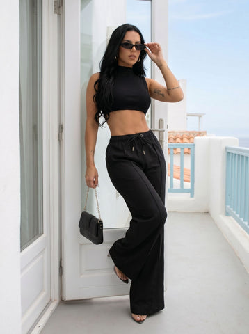 Sleek Ribbed Crop Pant Set