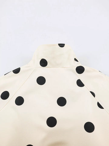Casual Polka Dot Stand Collar Jacket