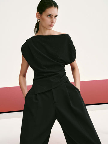 One Shoulder Draped Overhead Shirts