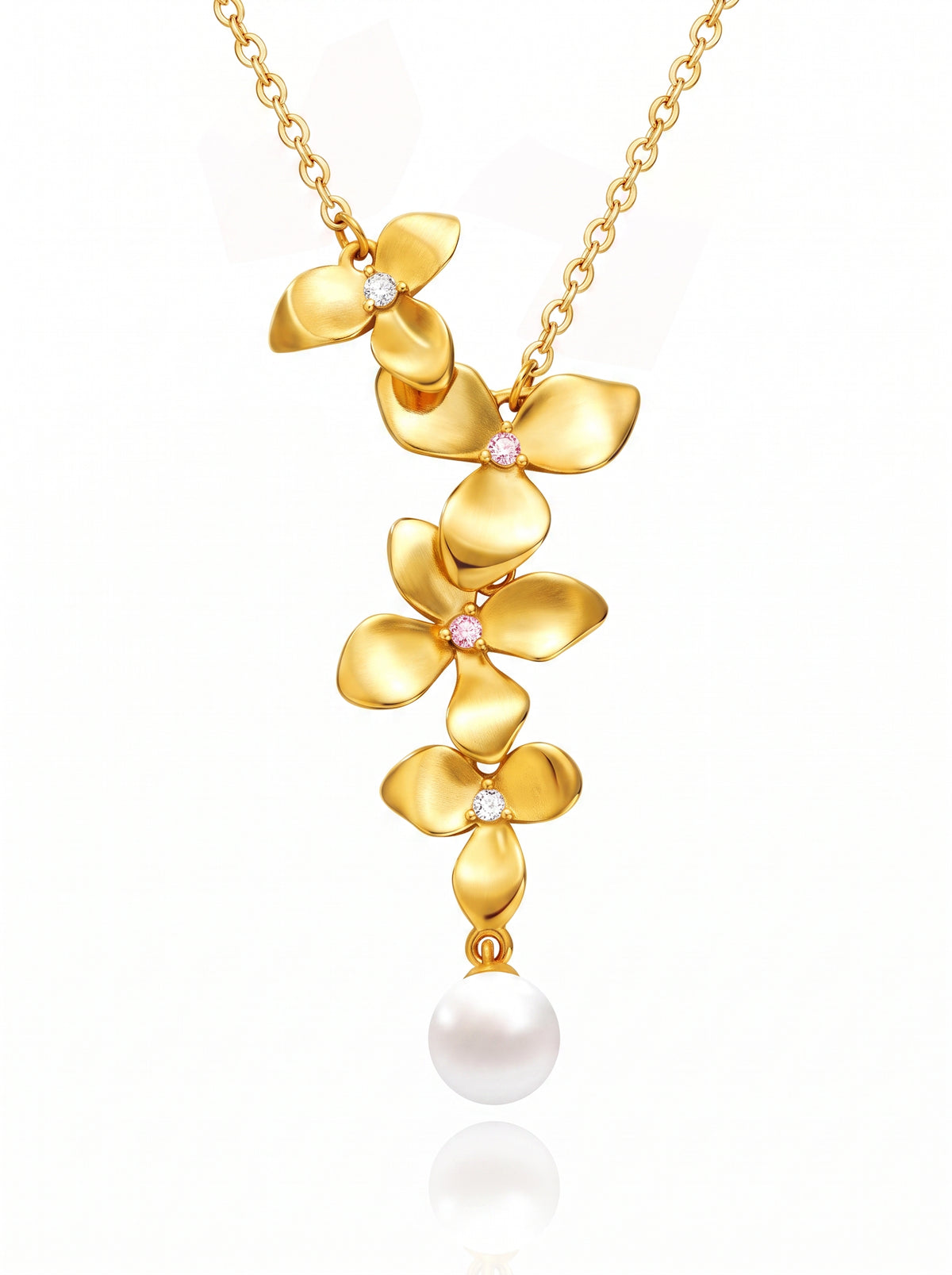 Elegant Floral Pearl Pendant Necklace