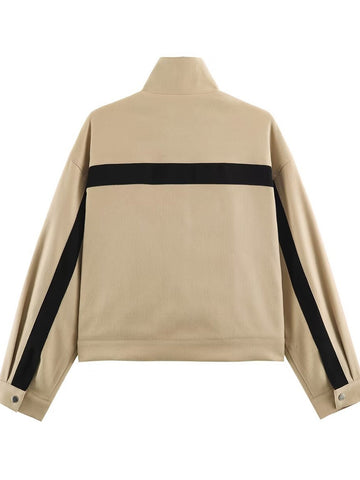 Oversized Colorblock Zip Up Jacket