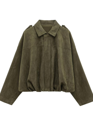 Oversized Suede Bubble Hem Jacket