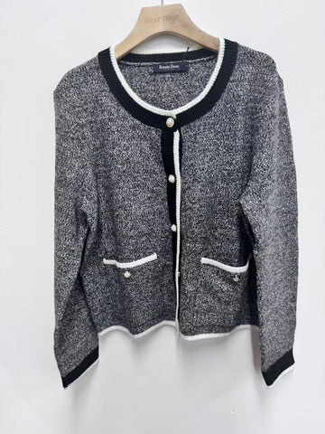 Chic Contrast Trim Knit Cardigan