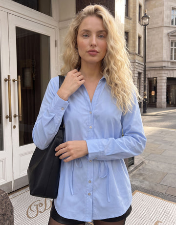 Cinched Waist Button Down Shirt