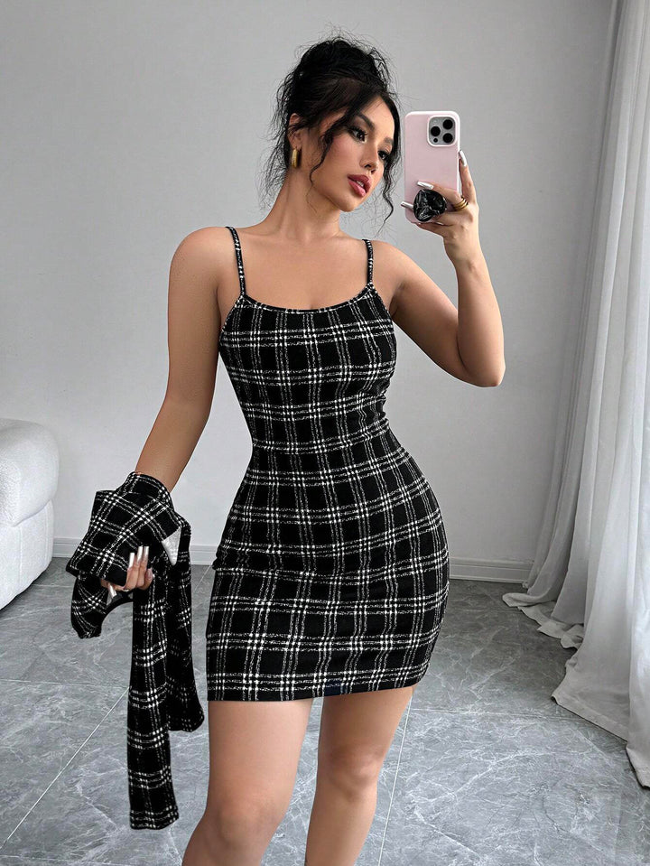 Chic Plaid Tweed Skirt Set