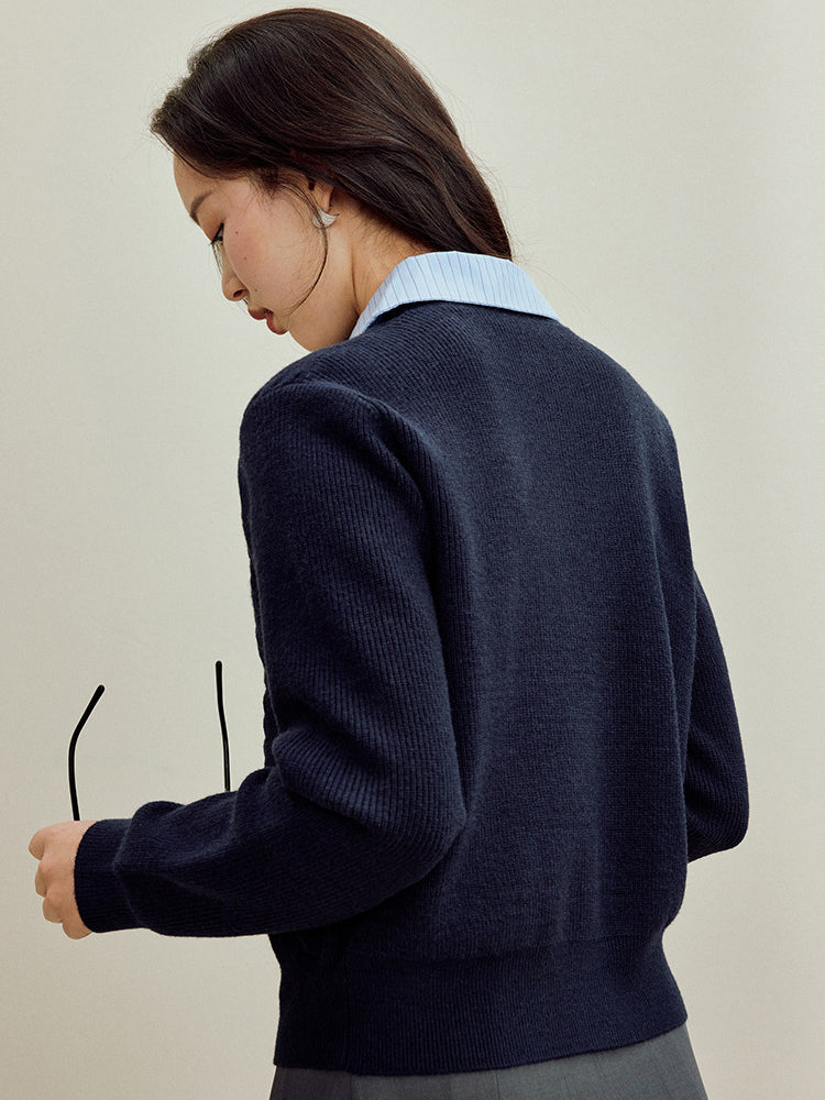 Preppy Cable Knit V Neck Cardigan
