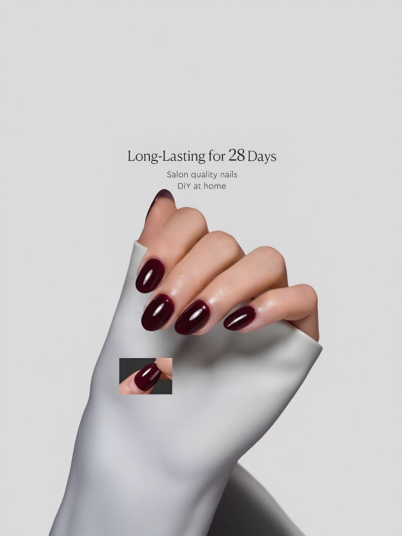 Glossy Deep Burgundy Oval Press On Nails