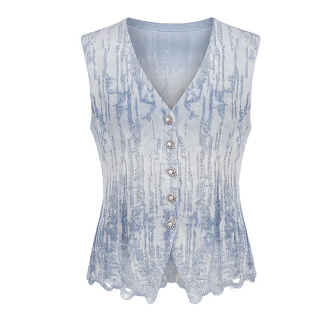 Distressed V Neck Knit Vest