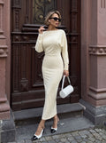 Elegant Long Sleeve Bodycon Midi Dress