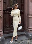 Elegant Long Sleeve Bodycon Midi Dress