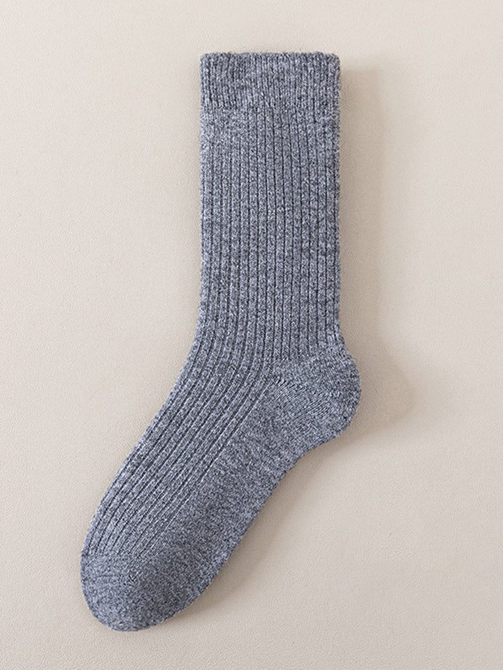 Cozy Ribbed Cream Crew Socks