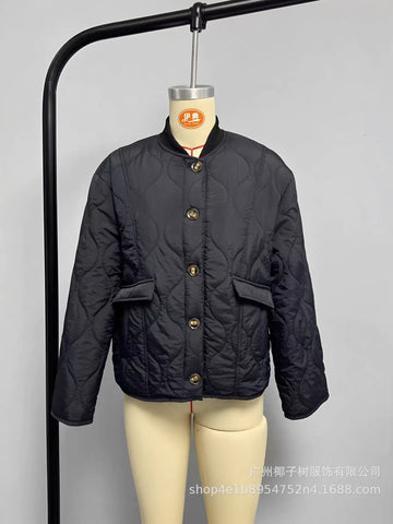 Quilted Button Up Bomber Jacket
