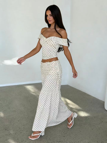 Polka Dot Off Shoulder Maxi Set