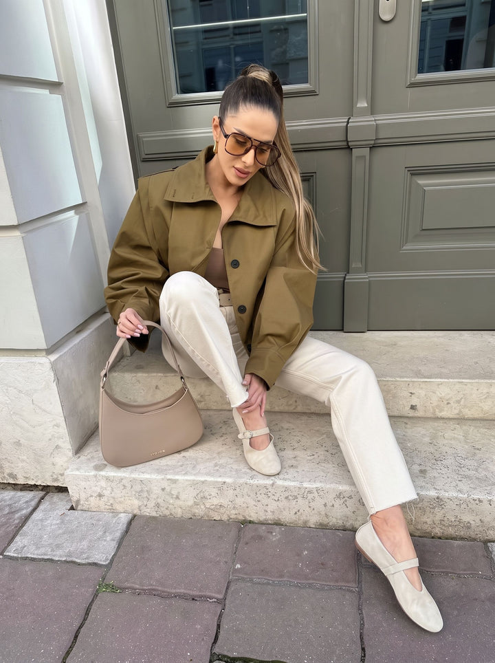 Oversized Pleated Button Down Jacket