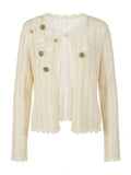 Embellished Ribbed Knit Cardigan Sweater