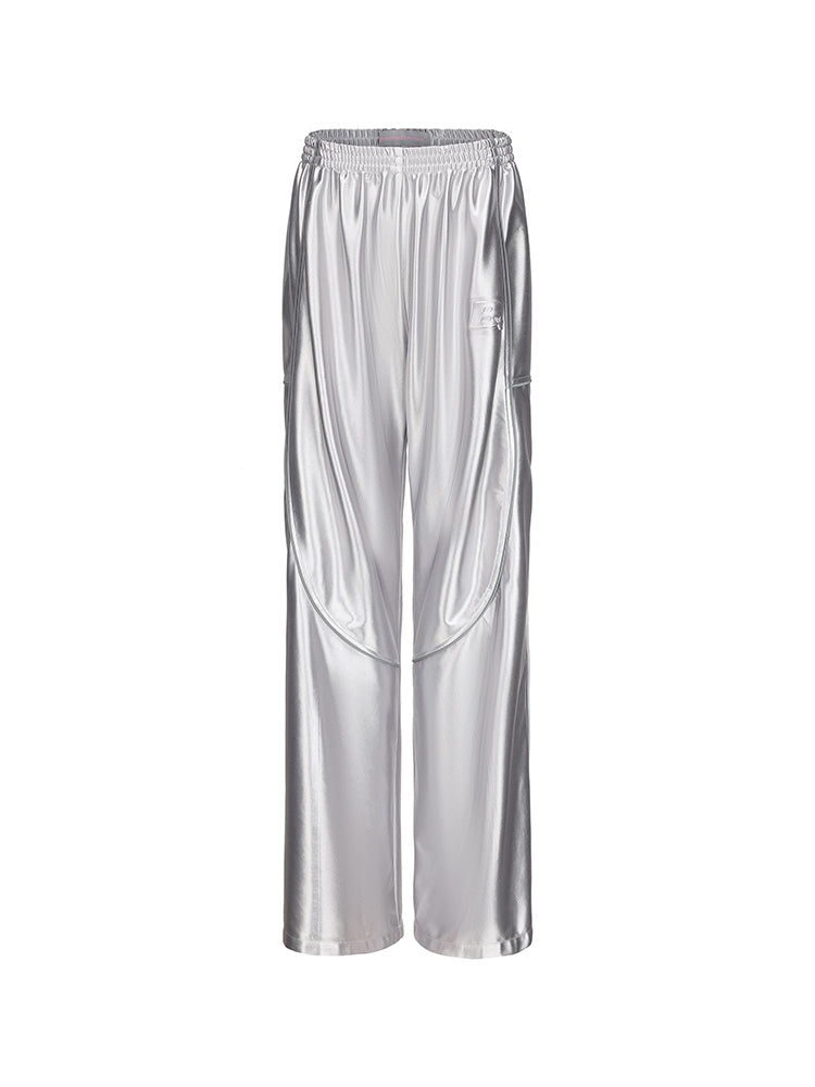 Metallic Oversized High Waisted Pants